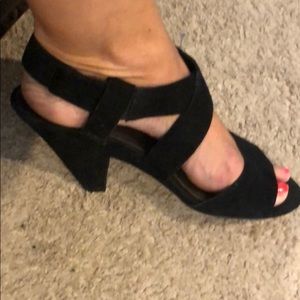 Nine West black suede wedges